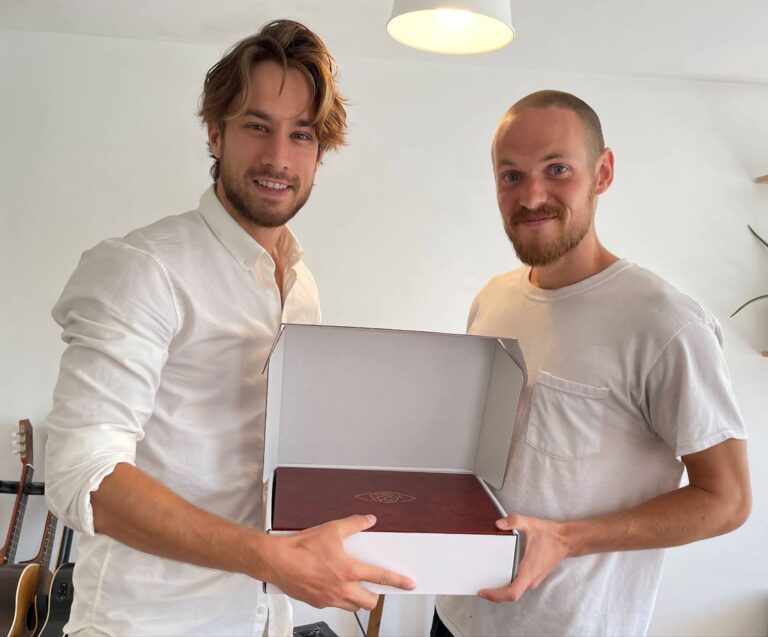 koen and sebastian of portier with their psychedelic journey kit portalbox